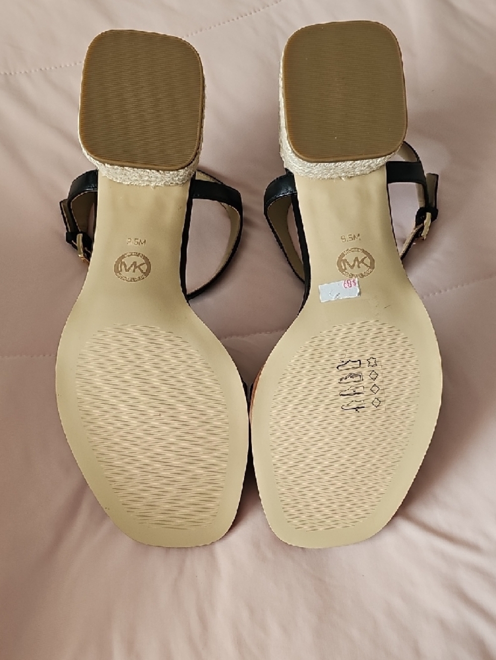 Michael Kors Mandy Mid Sandal Black Leather Ankle-Strap Block Heel, W9.5M - Picture 5 of 6